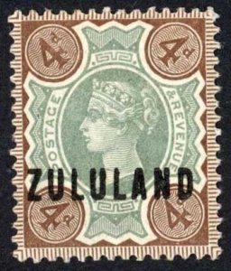 Zululand 1888-93 SG.6 4d green and deep brown VFM cat 60 pounds