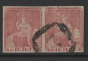 TRINIDAD SG12 1857 1d ROSE-RED PAIR USED