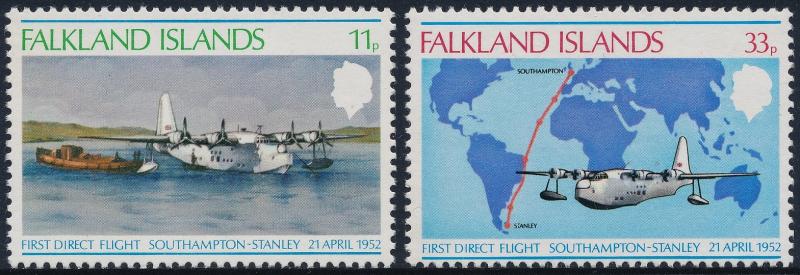 Falkland Islands 1978 26th Anniv of First Direct Flight Set of 2 SG346-347 MNH