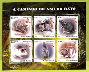 B0342 - GUINE-BISSAU - MISPERF ERROR Stamp Sheet -2019 Chinese Year of the RAT-