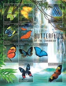 SAINT KITTS 2013 - BUTTERFLIES OF THE CARIBBEAN - SHEET OF 10 STAMPS - MNH