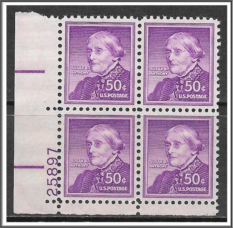 US Plate Block #1051 Susan B Anthony Liberty Series MNH