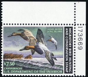 RW49, Mint VF NH $7.50 Federal Duck Stamp With PL#