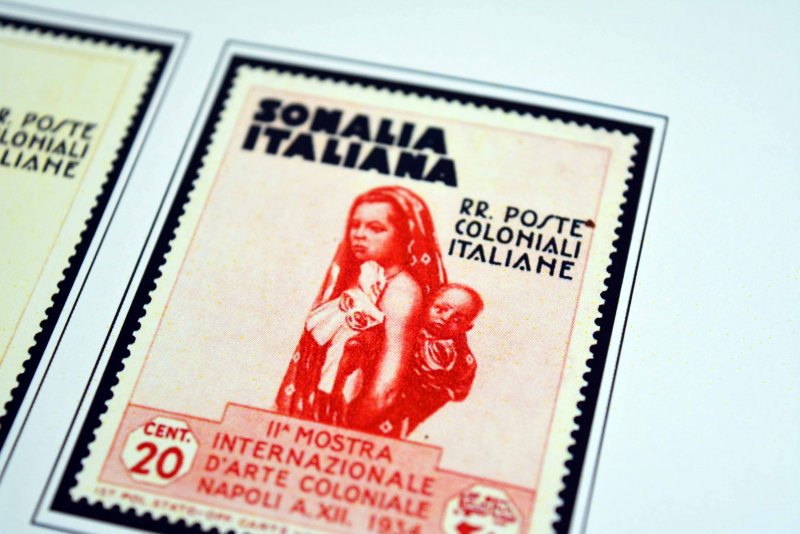 COLOR PRINTED ITALIAN SOMALIA 1903-1960 STAMP ALBUM PAGES (45 illustrated pages)