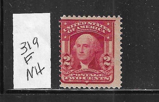 US #319F 1908 WASHINGTON TYPE II (LAKE) - WMK 191- PERF 12 -MINT NEVER HINGED