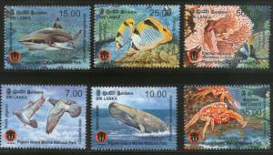 Sri Lanka 2014 Pigeon Island Marine National Park Shark Whale Coral 6v MNH # ...