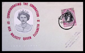 Malaya - Pahang Queen Elizabeth II Coronation (1953) Singapore Cancel FDC