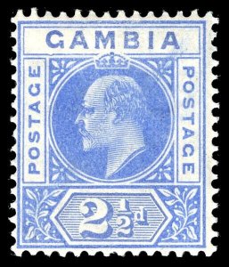 Gambia 1904 KEVII 2½d bright blue with DENTED FRAME variety VFM. SG 60b.