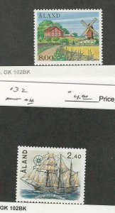 Aland (Finland), Postage Stamp, #19, 32 Mint NH, 1984-88 Ship, Windmill