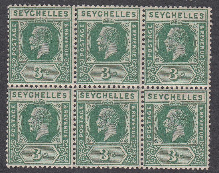 Seychelles 92 MNH Block of 6 CV $11.40