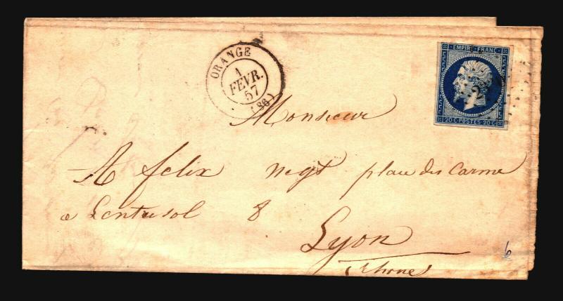 France 1857 Letter Cover / Orance CDS - Z15692