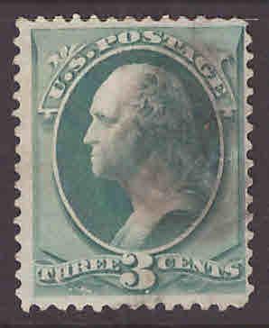 USA Scott 147 used 1870 3c stamp trivial thin nicely centered