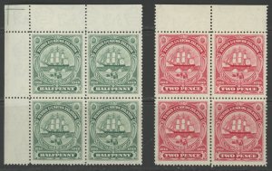 Turks & Caicos 94-5 ** mint NH blocks centenary (2106 388)