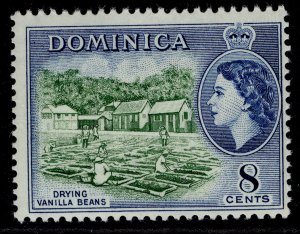 DOMINICA QEII SG149, 8c deep green & deep blue, LH MINT.