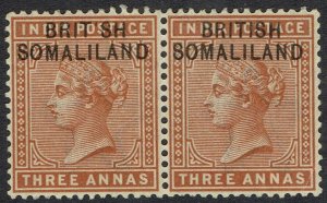 BRITISH SOMALILAND 1903 QV 3A PAIR ERROR 'BRIT SH'  RPSL CERTIFICATE