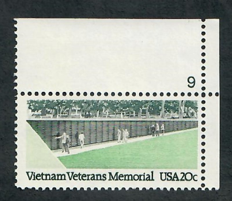 2109 Vietnam Veterans Memorial MNH plate number single PNS