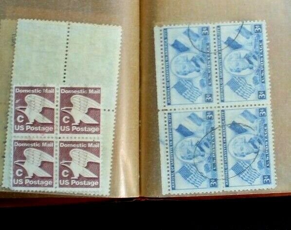 US Stamp Collection Blocks Used 48 Blocks (238 Stamps) in Pocket Block File