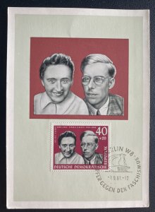 1961 East Berlin DDR Germany Maxi Postcard Cover Hilde & Hans Coppi