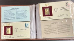 42 Golden Replicas US Stamps 22kt Gold Surface album FDC covers 1980-1981