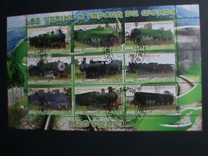 ​DJIBOUTI STAMP-2010 WORLD FAMOUS TRAINS RARE CTO SHEET VERY FINE