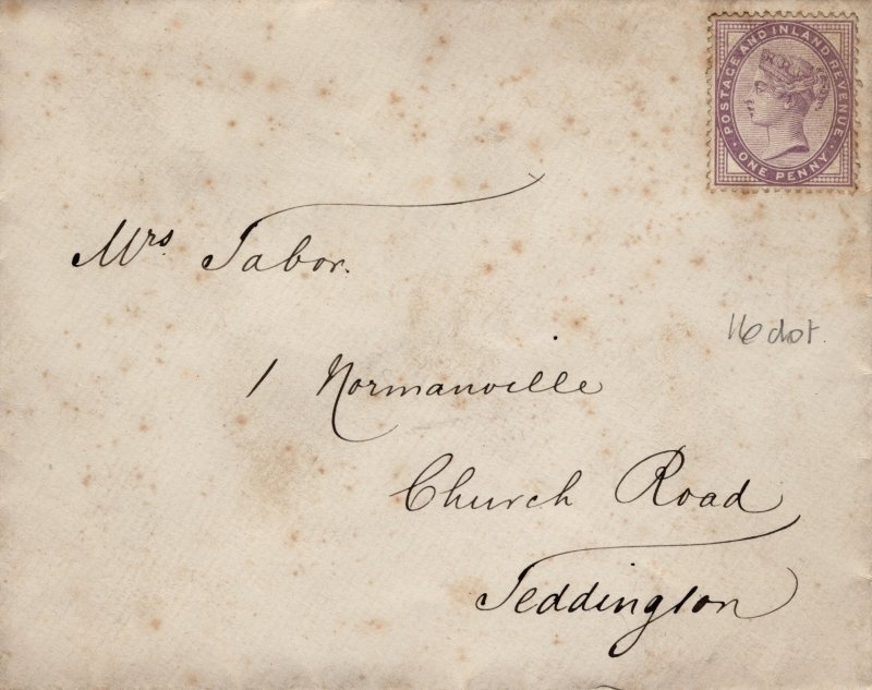 Great Britain 1881 1d Victoria Def. (16 dot) on unused envelope [Unused]