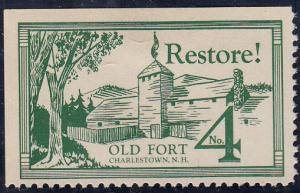 Charlestown NH Restoration of Old Fort #4 Promo Label