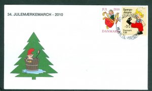 Denmark Cover. 2010. Ringkøb.“Christm. Seal Walk # 34. Sc# 1482.Santa Girl Deco