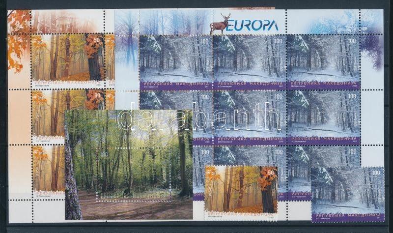 Makedonien stamp Europa CEPT Forest set + mini-sheet pair + block MNH WS100345