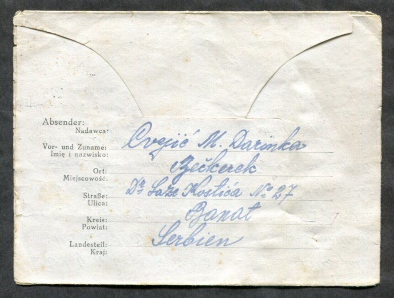 p379 WW2 SERBIA Petrovgrad 1944 CENSORED Cover to POW Lager Hammelburg GERMANY