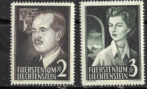 Liechtenstein # 287-88  Prince & Princess  1955  (2) Mint NH