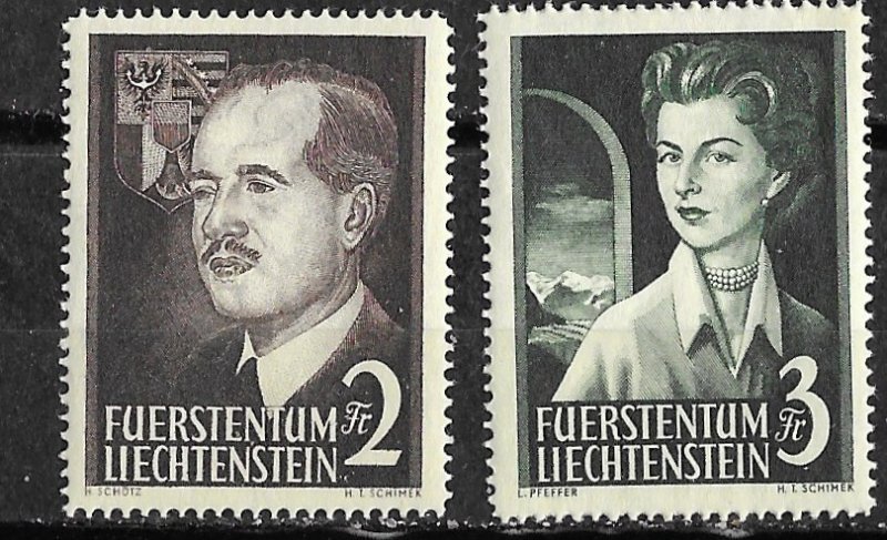 Liechtenstein # 287-88  Prince & Princess  1955  (2) Mint NH