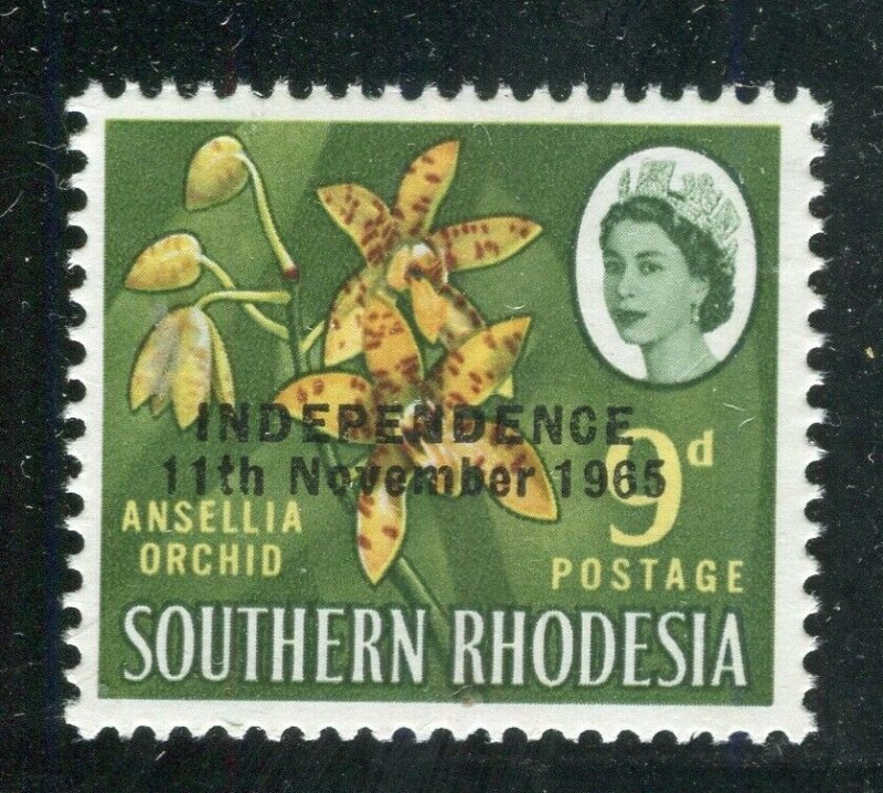 RHODESIA; 1965 Independence Optd. QEII Pictorial issue MINT MNH 9d. value