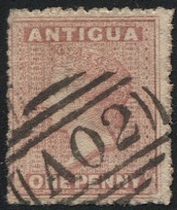 ANTIGUA 1867 Sc 3 Used 1d QV, SOTN  A02 cancel, Star Watermark, cv $32.50