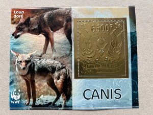 Stamps. Fauna Wolves  5 blocks Foil Gold perforated NEW 2023 year
