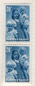 NETHERLANDS; 1947 early Child Welfare issue fine Mint hinged 20c. PAIR