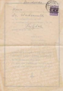 Germany  Allied Occupation 1948 Fritzlar Remembrance letter R20960