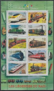 FRANCE Sc# 2833a-j MNH SOUVENIR SHEET with 10 DIFFERENT TRAINS