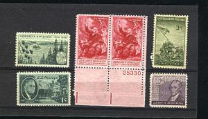 USA #929, 930, 1075, 1105, 1106   Mint NH VF PD