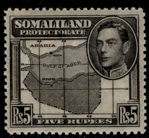 SOMALILAND PROTECTORATE GVI SG104, 5r black, NH MINT. Cat £40.