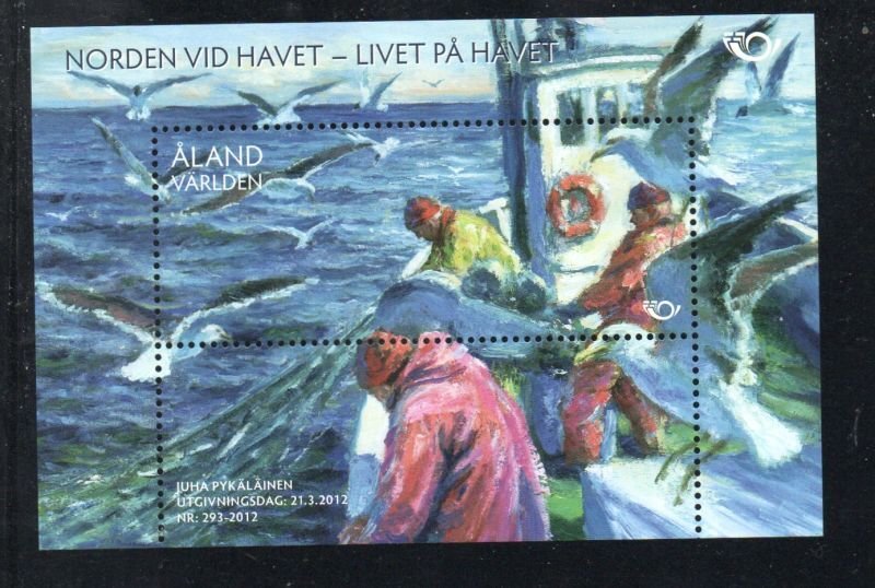 Aland Finland Sc 327 2012 Fishermen at Sea stamp sheet mint NH