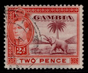 GAMBIA GVI SG153a, 2d lake & scarlet, FINE USED.