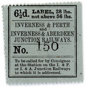 (I.B) Inverness & Perth Railway : Parcel Stamp 6½d