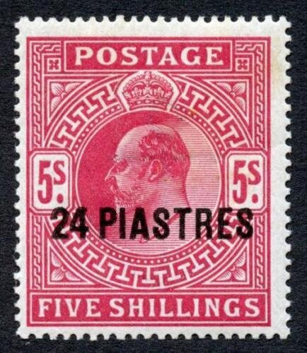 British Levant 1911-13 24pi on 5s carmine SG34 VFM cat 80 pounds 