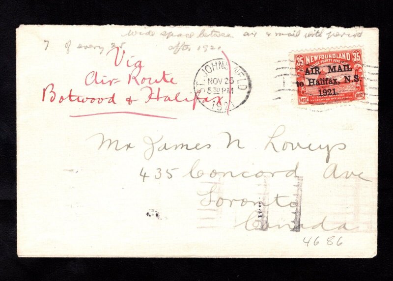 MOMEN: NEWFOUNDLAND SC #C3 AIRMAIL USED ON COVER LOT #67582