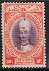 MALAYA KELANTAN SG49 1937 30c VIOLET & SCARLET MTD MINT