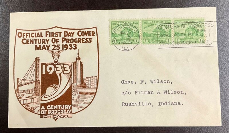 728 Lou Kreicker Cachet 1933 Century of Progress, Chicago FDC   P-26