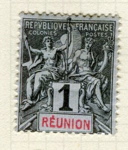 FRANCE; COLONIES REUNION 1892 classic Tablet type issue used 1c. value