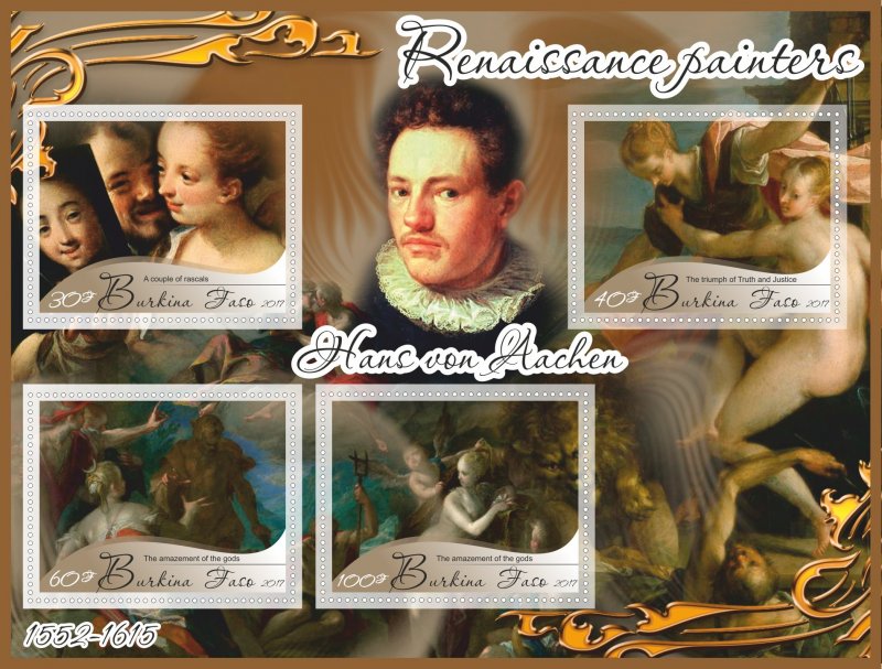Stamps.Art, painting, Renaissance 2017 year 8 sheets perforated MNH**