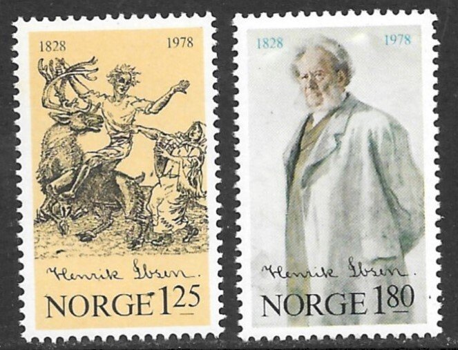 NORWAY 1978 Henrik Ibsen Poet Set Sc 725-726 MNH