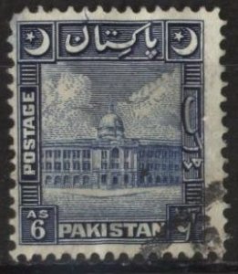 Pakistan 34 (used) 6a Karachi Port Authority bldg, dp blue (1948)
